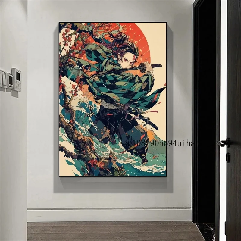 Demon Slayer Hashira Tanjiro Anime Figure Poster Wall Paper Figures Art Decor Cartoons Kid Gift Home Decoration Canvas Painting