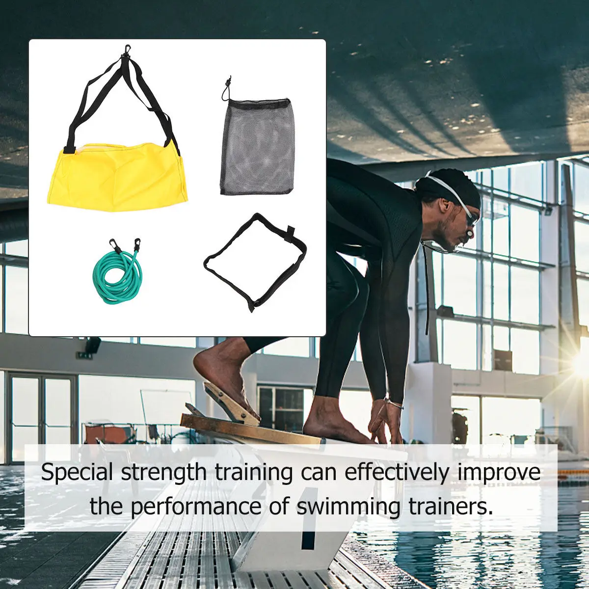 Swim Parachute Set Swimming Strength Training Resistance Belt Drag Parachute 4 Meter Training Equipment for Adults