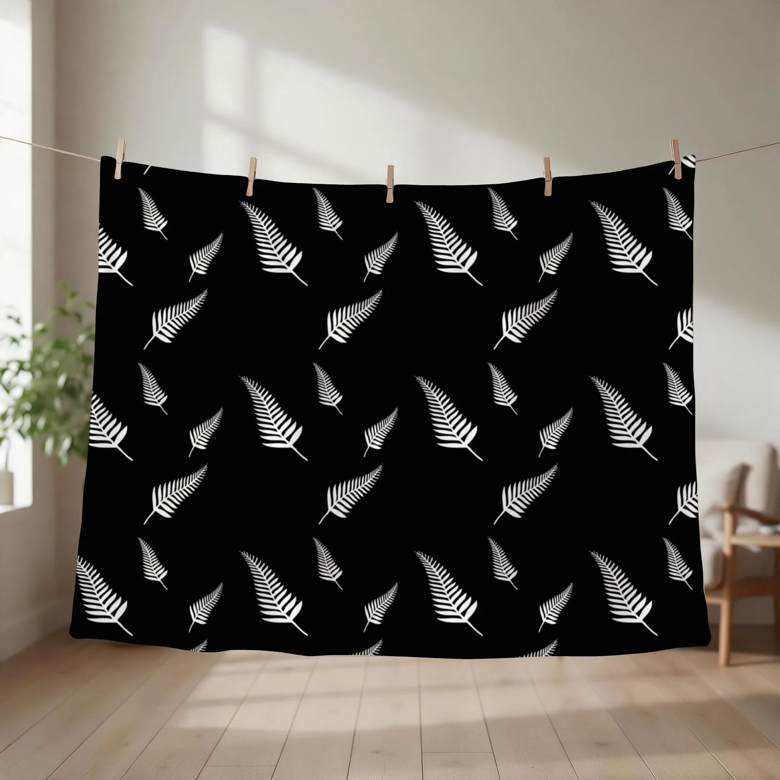 New Zealand Fern Pattern Throw Blanket couch cozy soft plush fuzzy picnic outdoor blanket