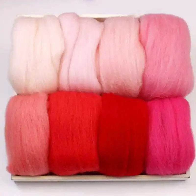 10g Wool Needle Felt Wools Kit of 10 Colours Wool Roving Felting Wools Dry Felting Needle Felt Wool Set for Starter DIY Crafts