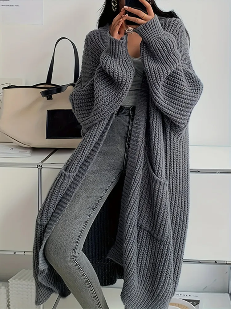 Vintage Sweater Full Sleeve Loose Warm Coat Autumn Winter Knitwear Female Outwear Long Sweaters Cardigan Women Casual Cardigans