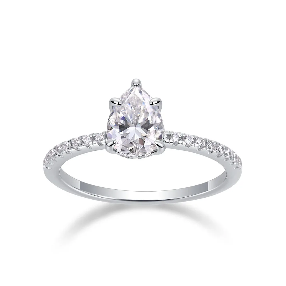 Apexelle Brand Luxury Jewelry 925 Sterling Silver Ring Pear Drop Moissanite Wedding Ring For Woman Premium Jewelry