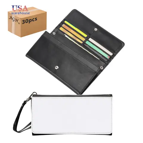 30pcs PU Leather Sublimation Blank Women Wallet Ladies Purse Phone case Design Ladies Wallets With Zipper He