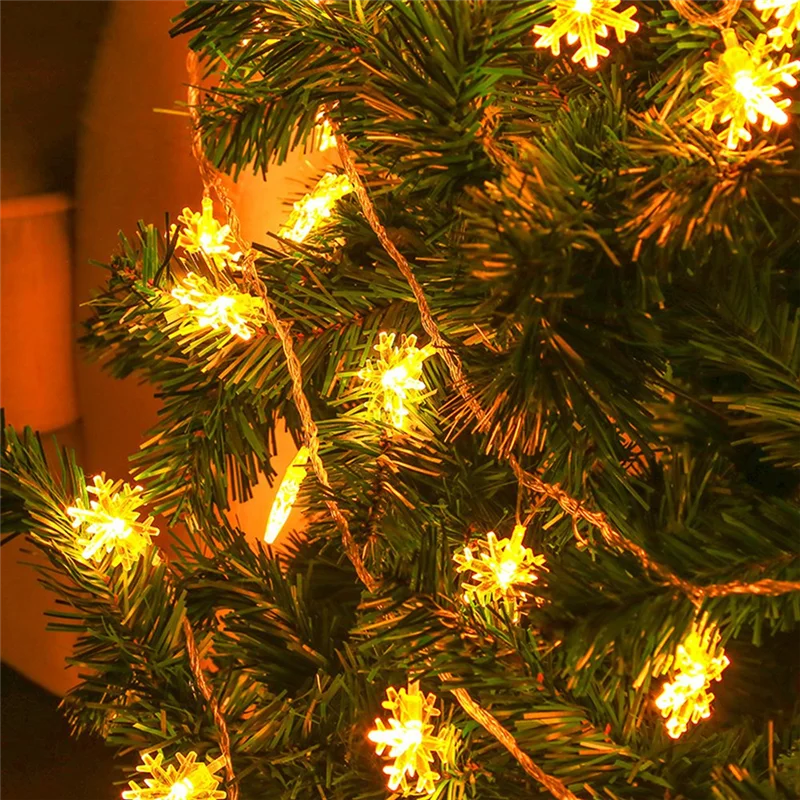 AT44-LED Snowflake String Light Outdoor For Christmas Garden Decor For Holiday Lighting Decor Wedding Decor Light 1.5M 10Lamp Du