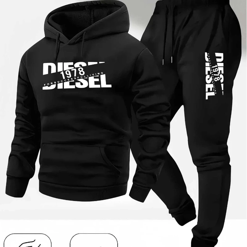 

Unisex Hooded Pullover Tracksuit Fashion Sportswear Sports Hoodie Set for Autumn Winter Casual Sweatshirt And Pants
