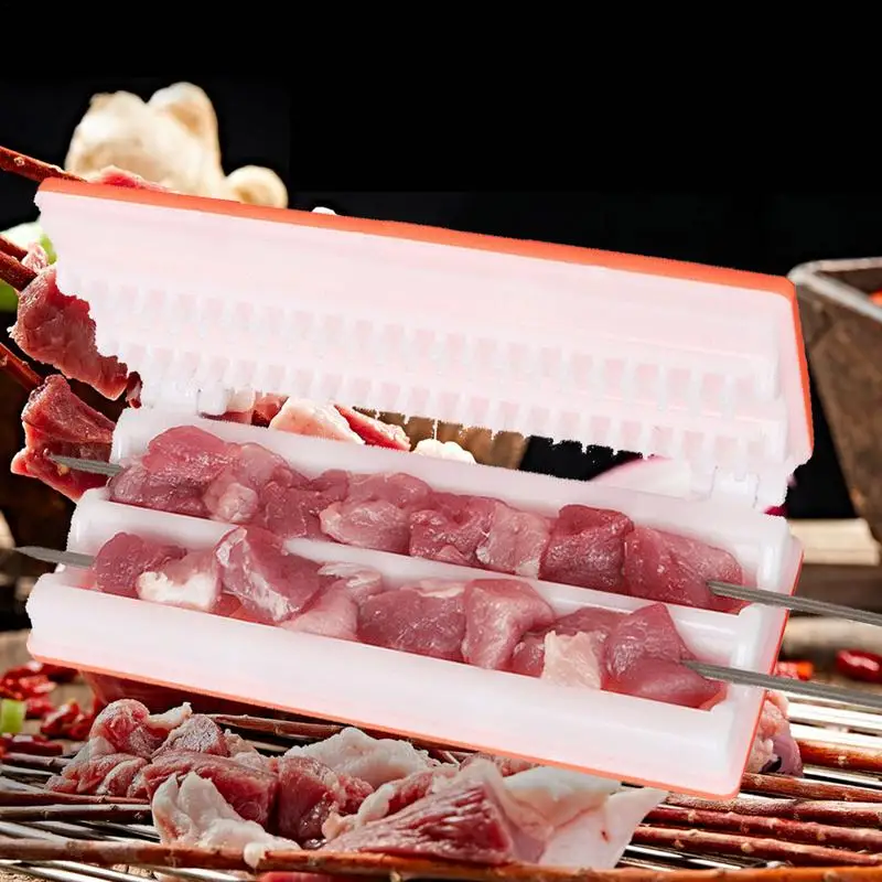 꼬치 케밥 메이커 바베큐 스트링거 박스 기계, 쇠고기 돼지 고기 야채 스트링 그릴 주방 액세서리, 야외 바베큐 가제트