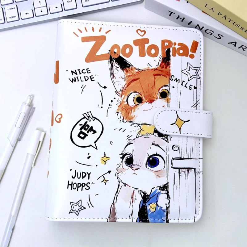 Zootopia Judy Nick Fox A6 Notebook Soft Leather Magnetic Cover Kawaii Design for Junior High School