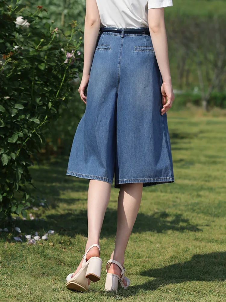 I BELIEVE YOU Denim Wide Leg Pants Skirt Women 2024 Spring New High Waist Irregular Open Fork Retro Skirts For Lady 2241045543