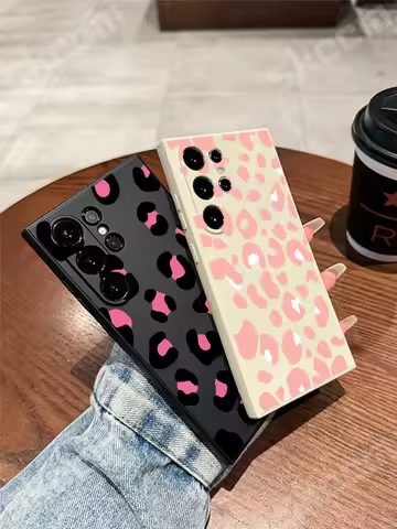 Fashion Leopard Print Phone Case For Samsung Galaxy S24 Ultra S23 Plus S22 S20 FE A73 A72 A71 A55 A54 A51 A50 Shockproof Cover