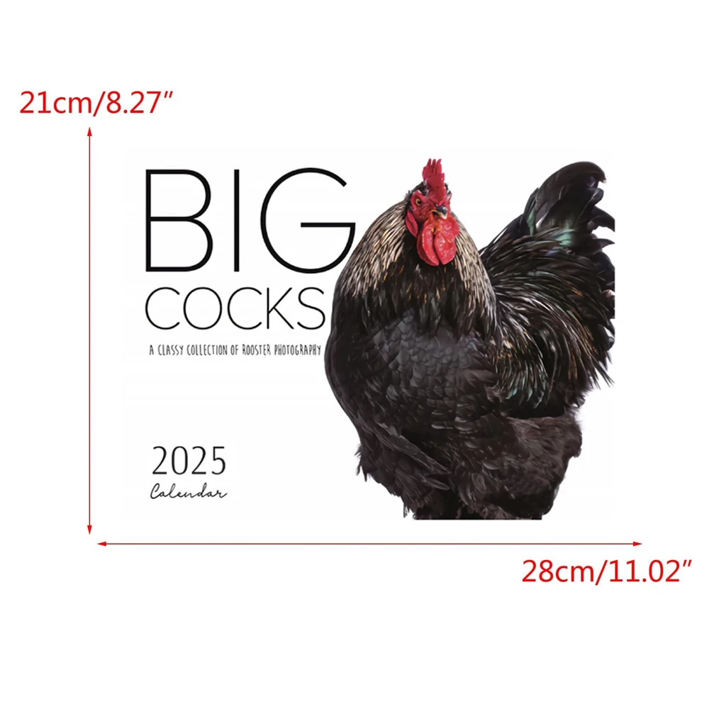 2025 Big Cocks Calendar, Vibrant Wildlife Photography, 12-Month Wall Calendar, Office & Home Decor, Animal Enthusiasts, Paper, E