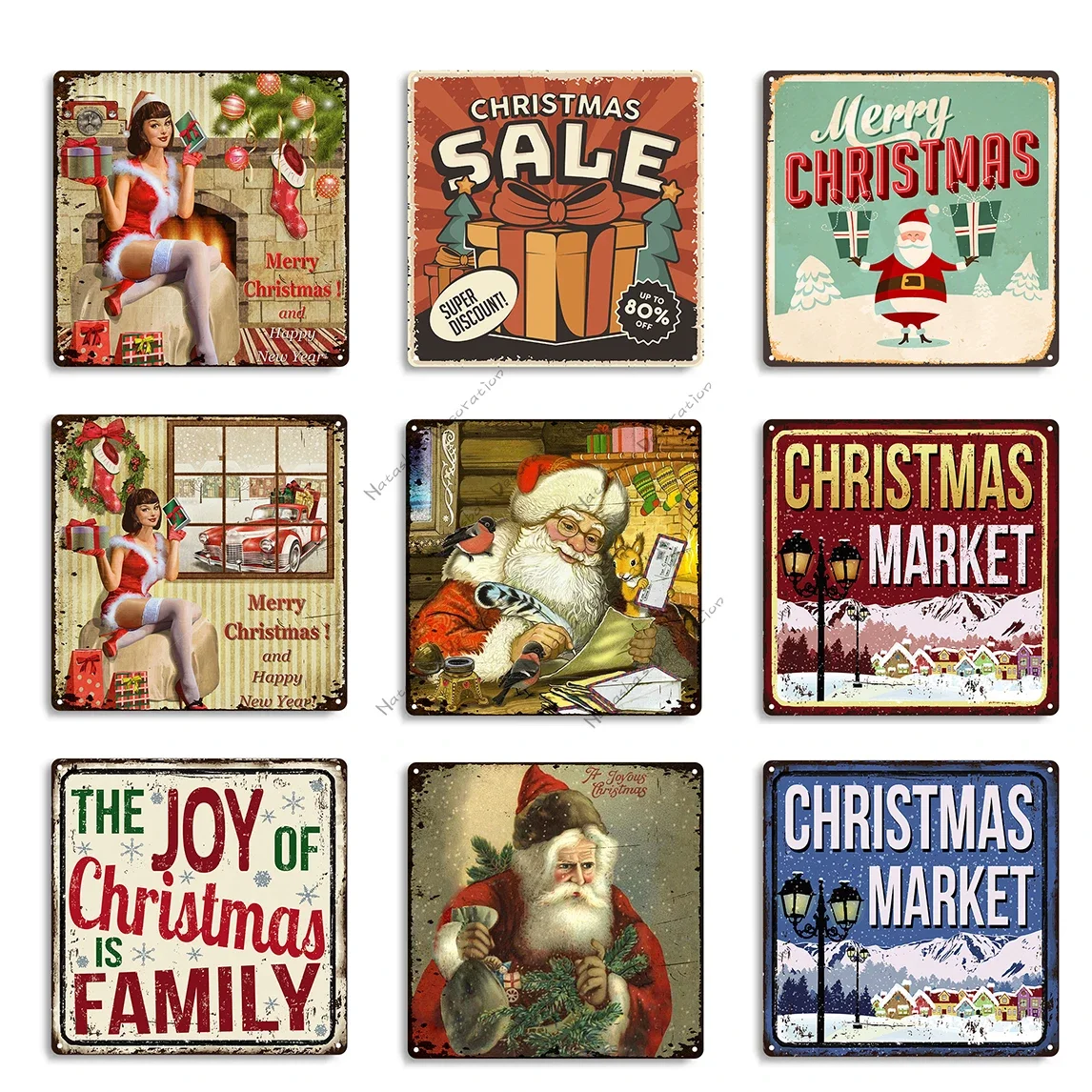 Merry Christmas Metal Plate Metal Plaque Retro Poster Bar Club Wall Plate Industrial Decor Rusty Metal Tin Sign Vintage Poster