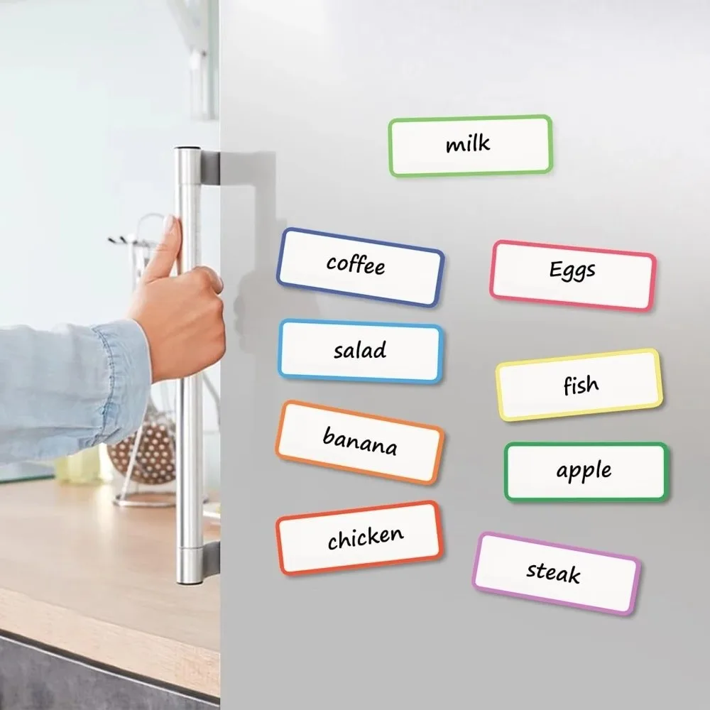27pcs Dry Erase Magnetic Labels Erasable Reusable Erasable Fridge Magnet Labels Color Magnetic Tags Storage Organization