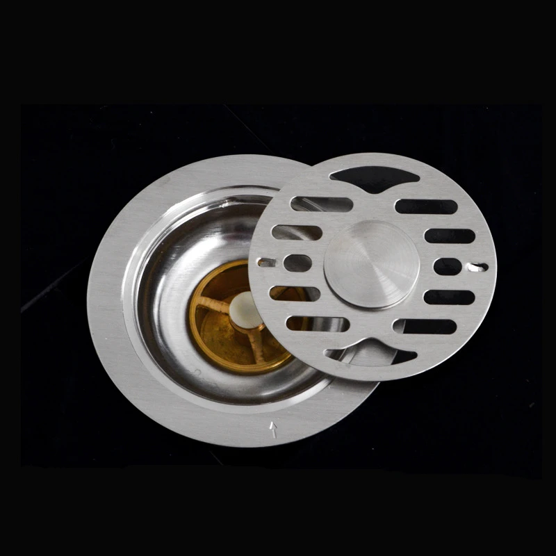 304 Stainless Steel Drainer Floor Strainer 11.1x11.1cm SUS304 Round Bathroom Floor Drain Waste Grate