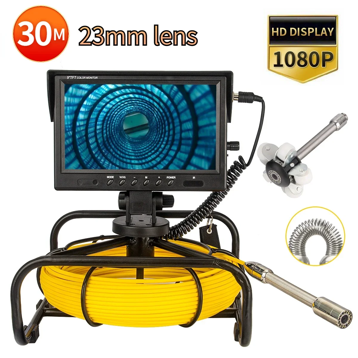 

23mm Endoscope Inspection Camera 9inch HD 1080P IP68 Waterproof Underwater Industrial Pipe Sewer Video Camera Recorder WP9603A