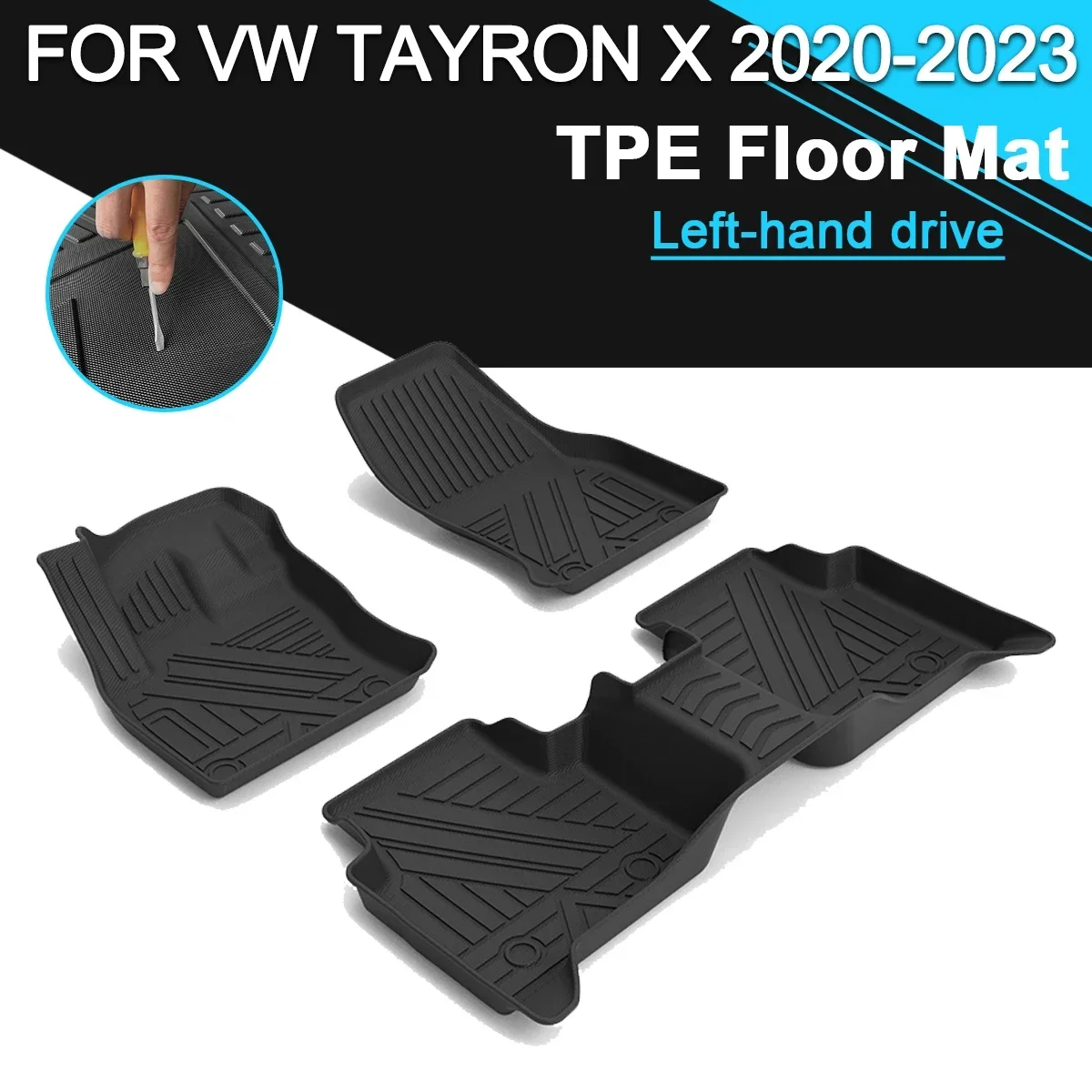 Автомобильный напольный коврик из термопластичного эластомера, резиновый водонепроницаемый нескользящий рефлектовый автомобильный аксессуар для левого руля VW TAYRON X 2020-2023