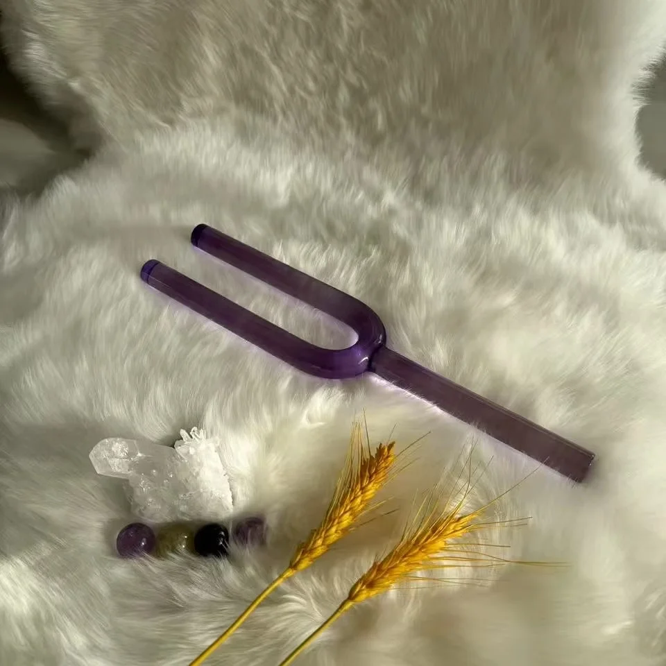 Hooqu Dia.10mm-20mm لون الكوارتز الكريستال ضبط الشوكة لشفاء الصوت شقرا التأمل ضبط الشوكة المنتجات