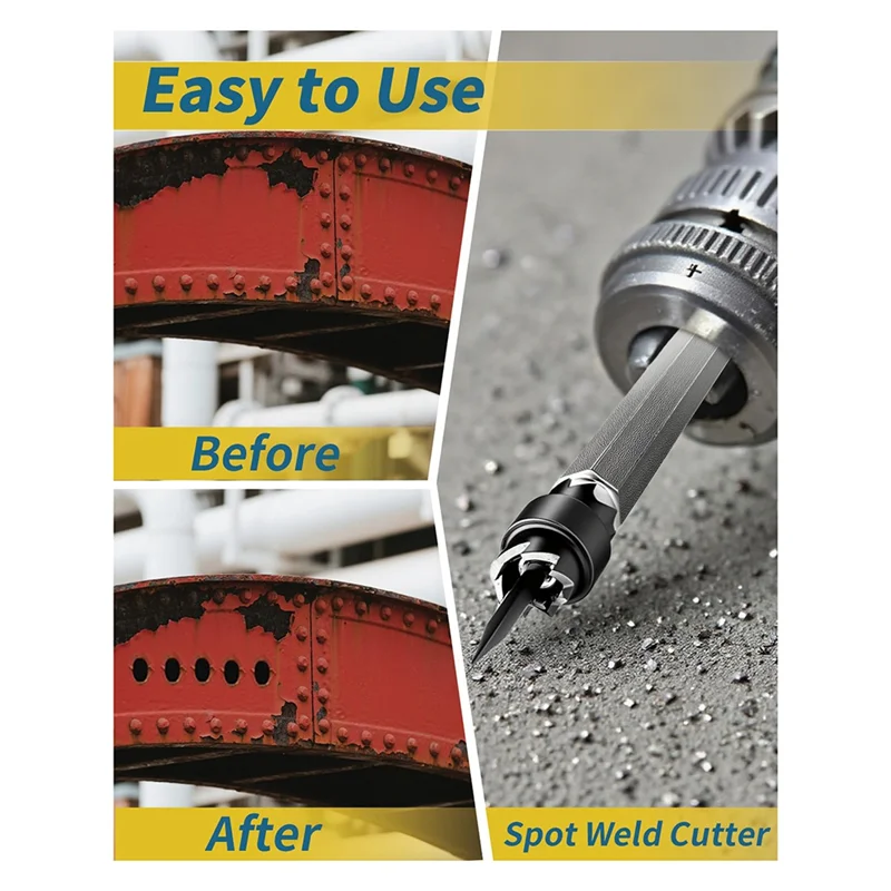 FYBL-Punkt-Schweißschneider-Sets, doppelseitig, 13-teilig, 3/8 Zoll und 5/16 Zoll HSS, titanbeschichtetes Kobalt-Punktschweißbohrer-Set, 6,5 mm, 8 mm, 1