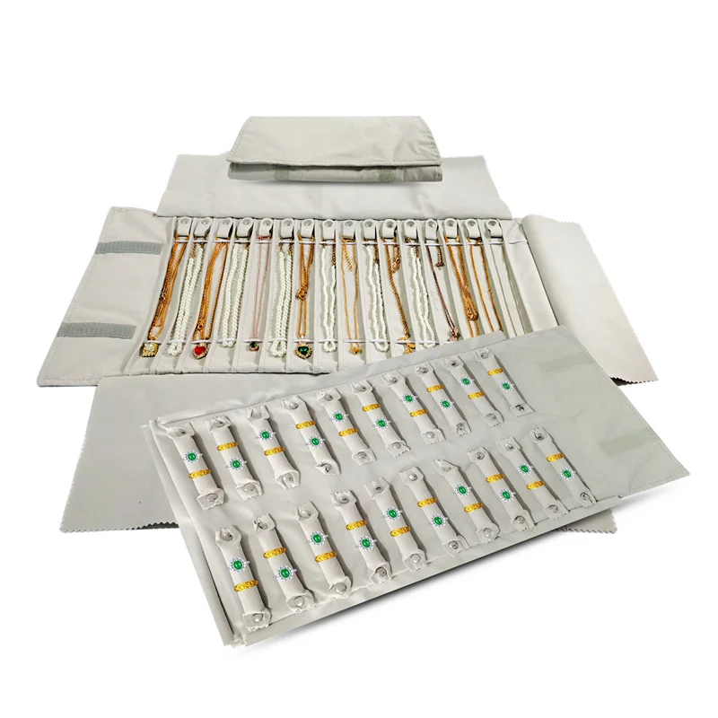 

Простая сумка для демонстрации ювелирных изделий, серая сумка для хранения ювелирных изделий из волокна, вмещающая кольца, ожерелья и инструменты для демонстрации ювелирных изделий