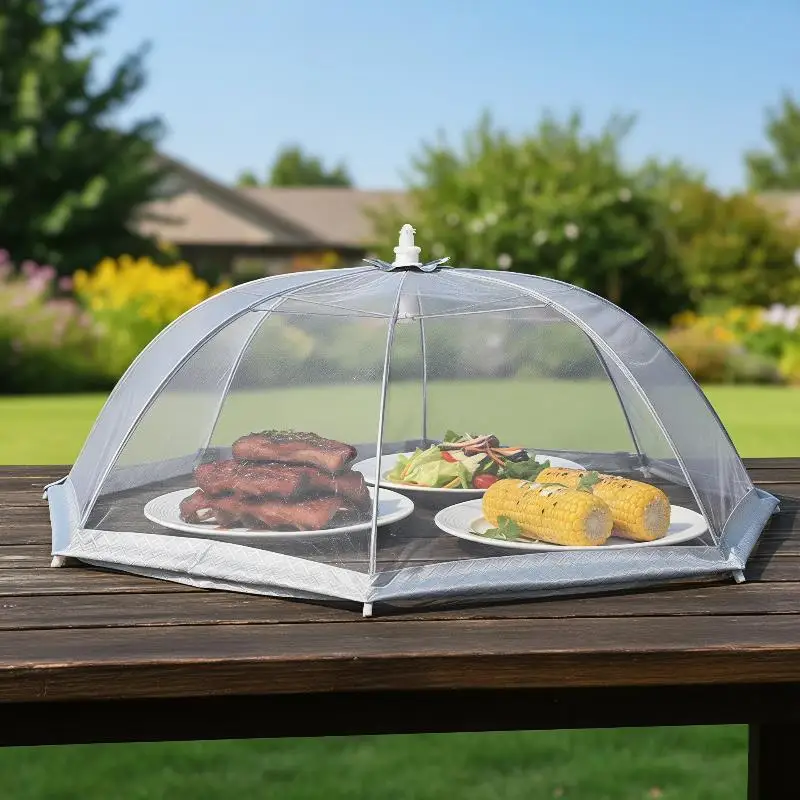 Food Net Tent Umbrella Breathable Anti-Fly Mesh Foldable Table Dish Cover for Home Kitchen Backyard BBQ Picnic Party Use