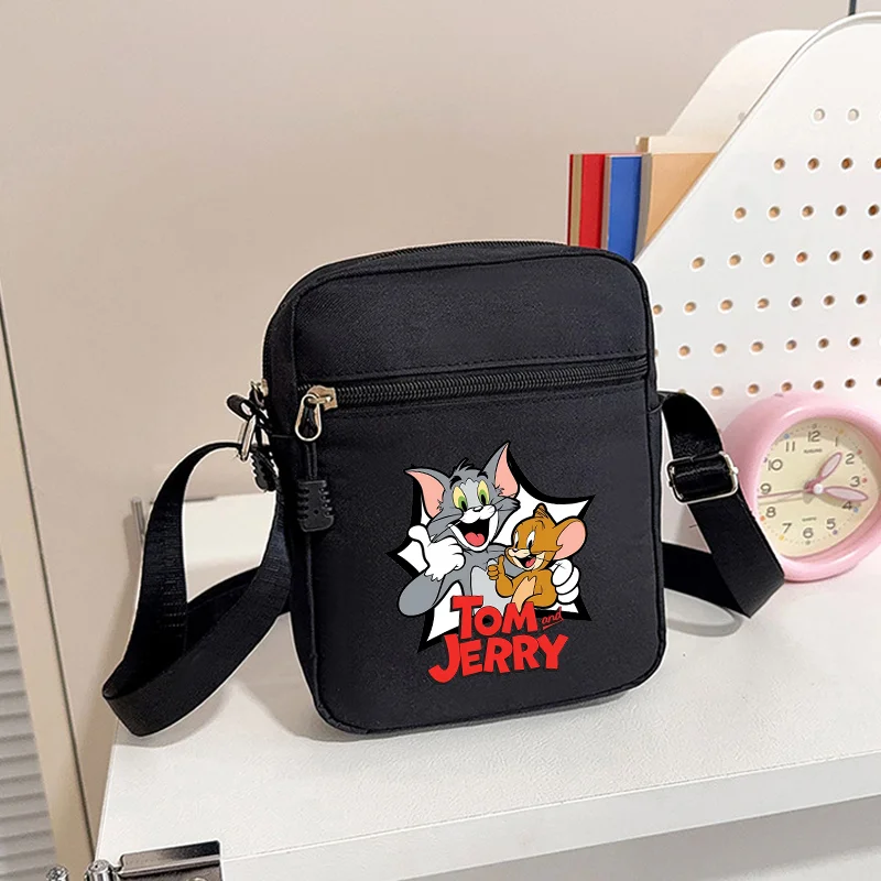 Tom and Jerry Fashion Mini Shoulder Bags Cartoon Anime Pattern Print Crossbody Bag Women Men Outdoor Portable Handbag Party Gift