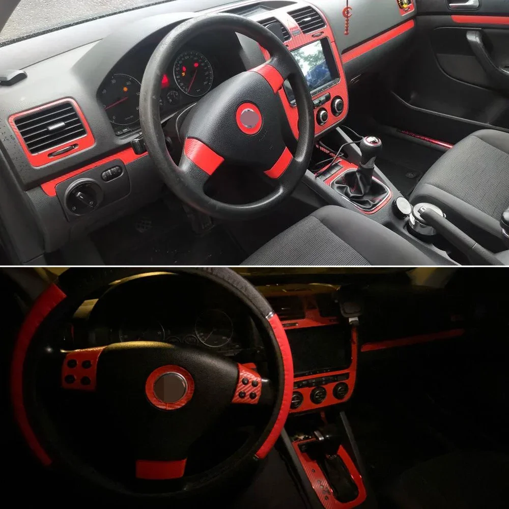 For VW Golf 5 GTI MK5 2 doors Interior Central Control Panel Door Handle Carbon Fiber Stickers Decals Car styling Accessorie