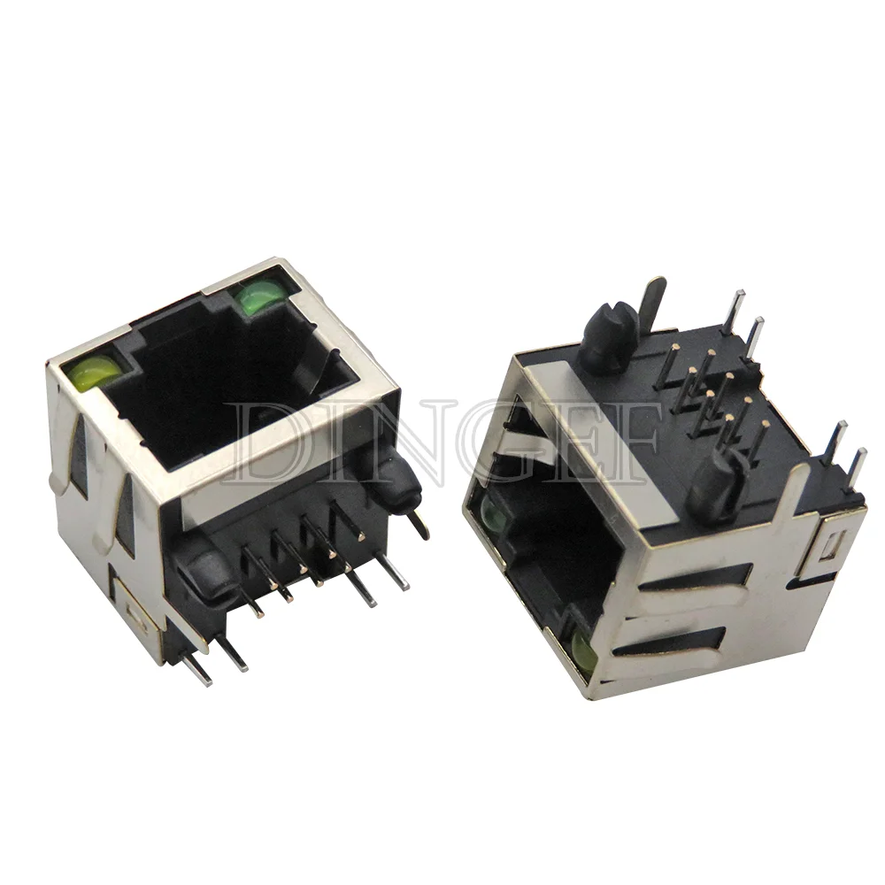 1PCS RJ45 56 Network Crystal Head Female Socket 8P8C Network Cable Interface Female Connector With Light Shrapnel