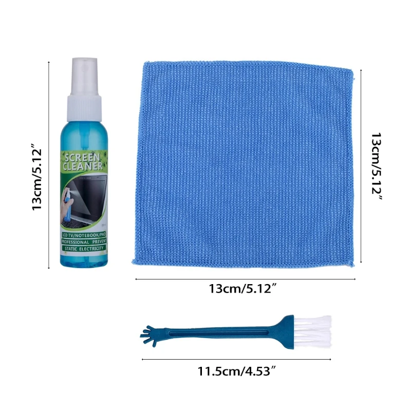 1 Set Brush Cloth Liquid High Qulity Screen Cleaning for LCD Tablet Phone Pad Laptop Computer Camera Lens Cleaner