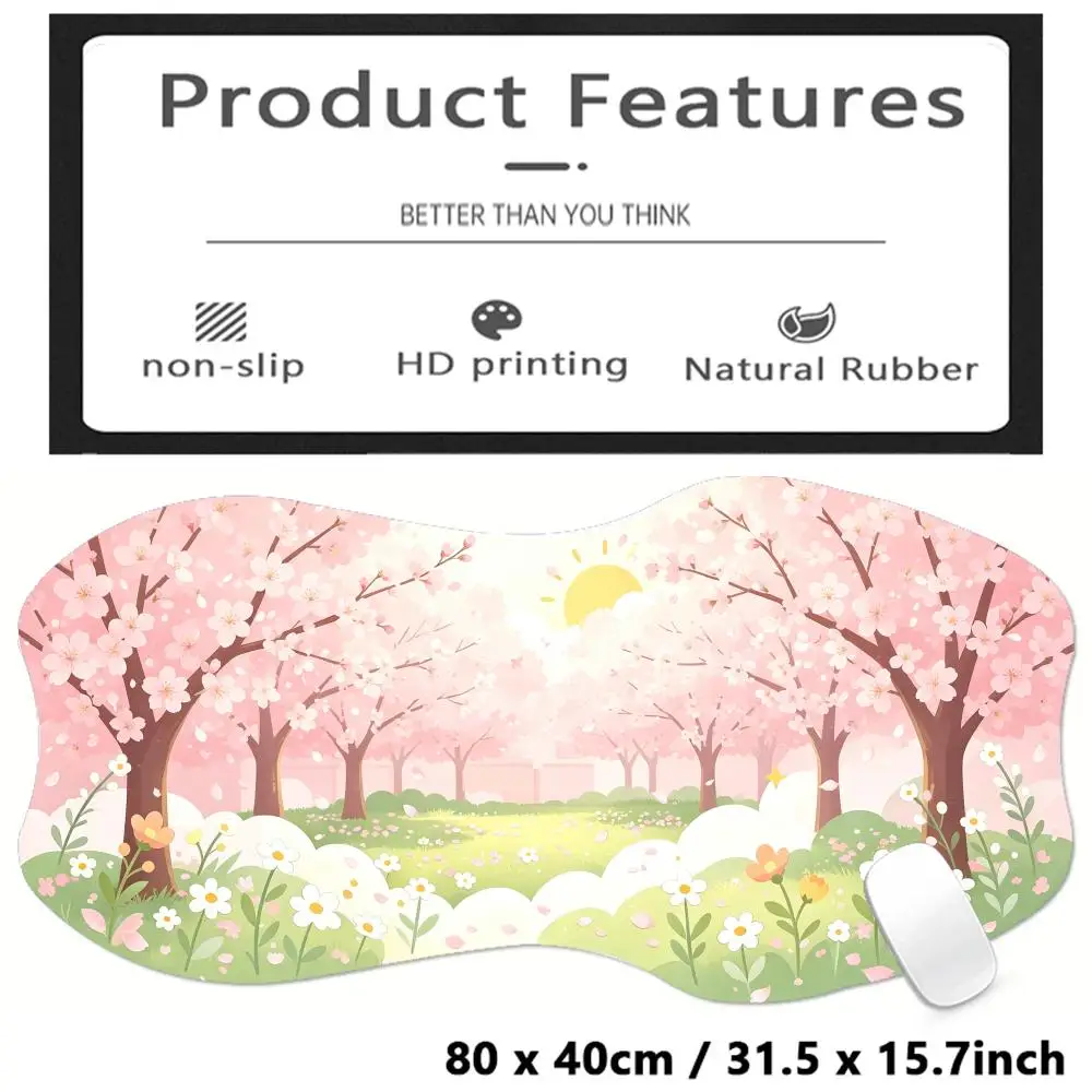Soft Pink Cherry Blossom Spring Table Mat Gentle Pad For Student Learning Desktop