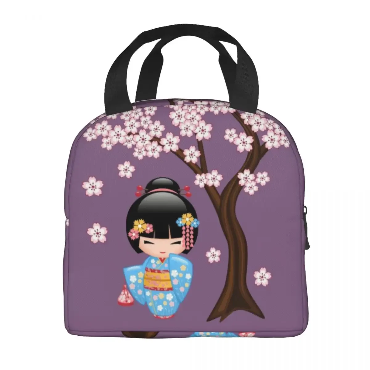 Japanese Geisha Insulated Lunch Bags for Work School Geiko Geigi Portable Thermal Cooler Bento Box Women Children