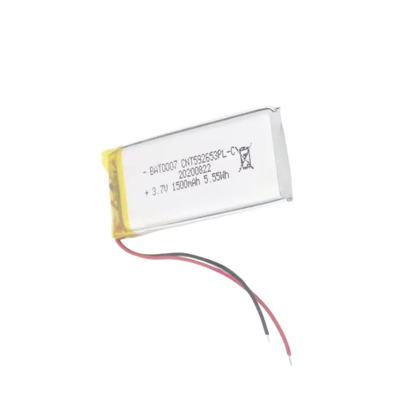 Replacement battery 592653PL 1600MAH compatible with Bluetooth headset helmet with built-in lithium battery 3.7V