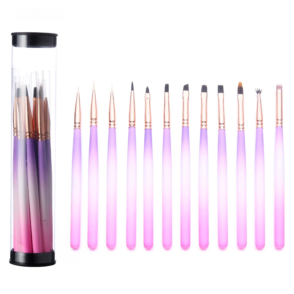 

Многофункциональный набор профессиональных кистей для дизайна ногтей с градиентом, 12 шт., кисти для наращивания лайнера для акрилового гель-лака «сделай сам»