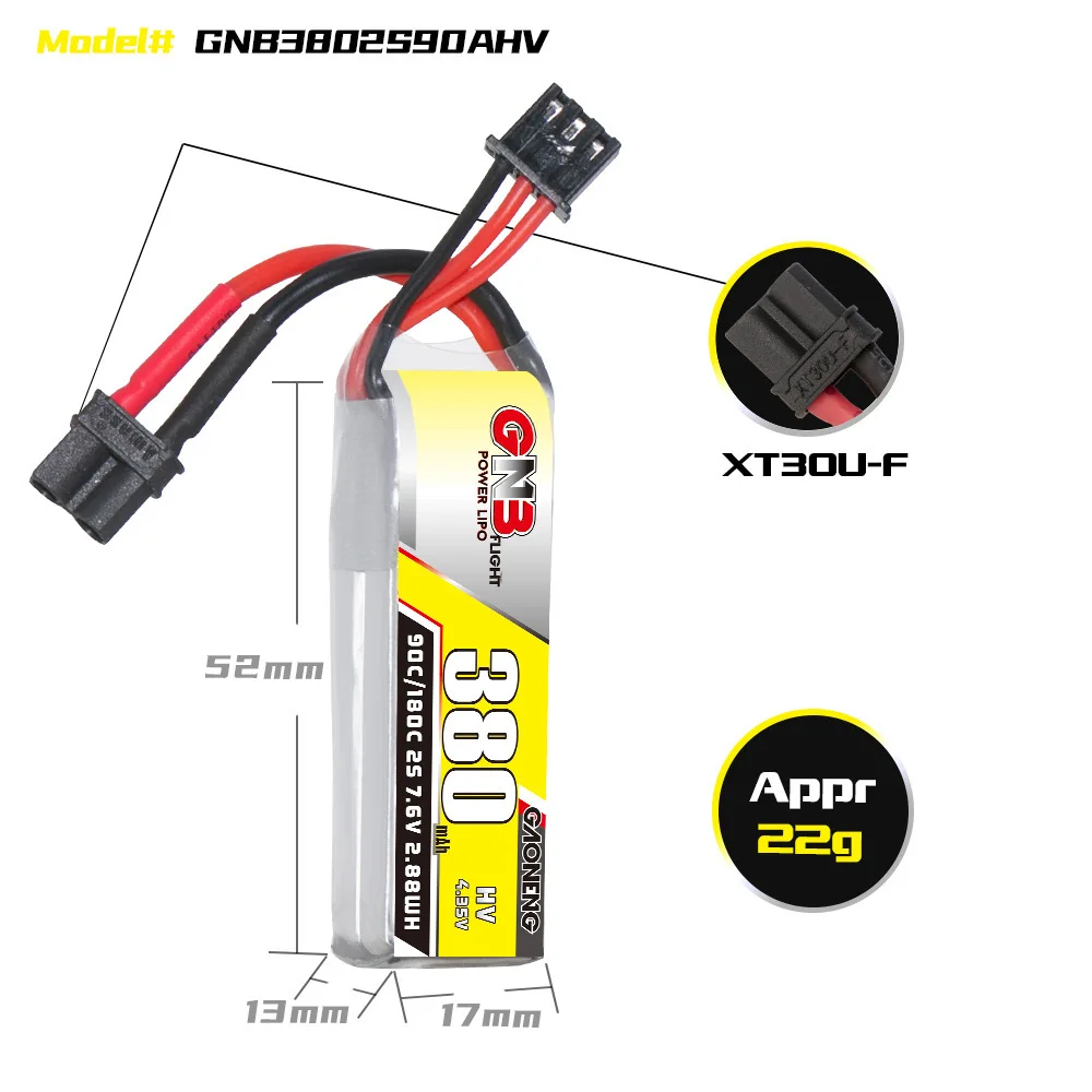 Ulepszony bateria Lipo 90c/180c GNB 7.6v 380mAh dla Beta75X helikopter RC Quadcopter FPV części zamienne do dronów wyścigowych HV 2s