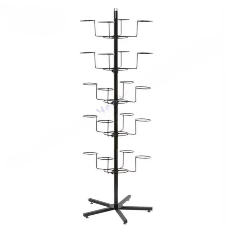Retail rotating baseball cap wire rack display stand holder