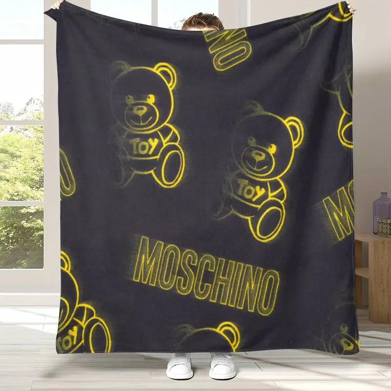 Fashion M-Moschino Cartoon Bear Flannel Throw Blanket,Cozy Warm Blanket for Bed,Sofa,Living Room,Picnic,Camping,Home Decor,Gift