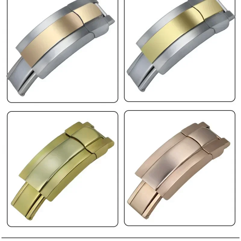 16*9mmالصلبة الفولاذ المقاوم للصدأ للطي مشبك نشر المشبك ل رولكس الغواصة Oysterflex دايتونا GMT حزام (استيك) ساعة حزام
