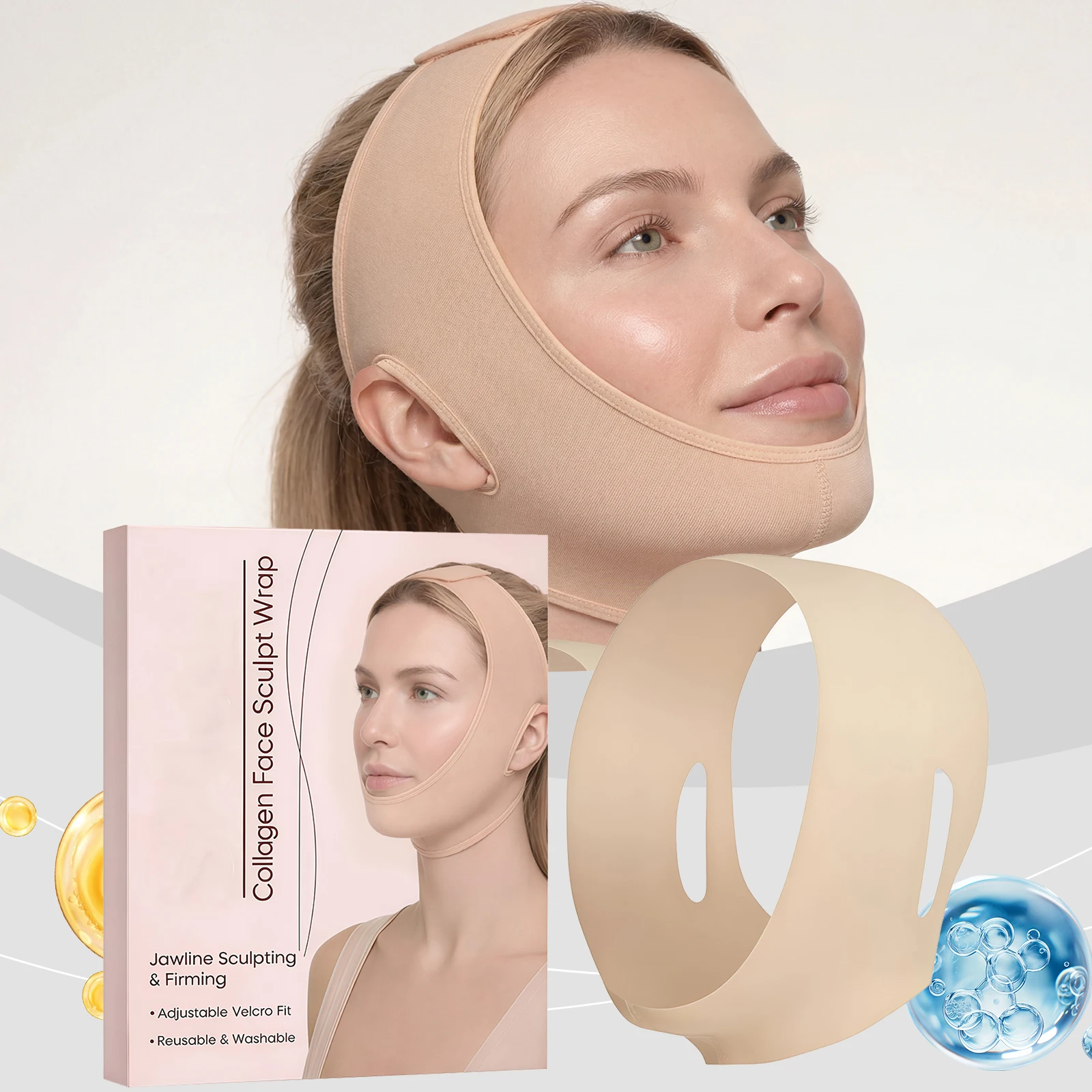 Adjustable Face Slimming Bandage Firm Jawline Remove Double Chin Breathable Reusable Vline Face Jawline Shaper Mask Beauty Tool - view 3