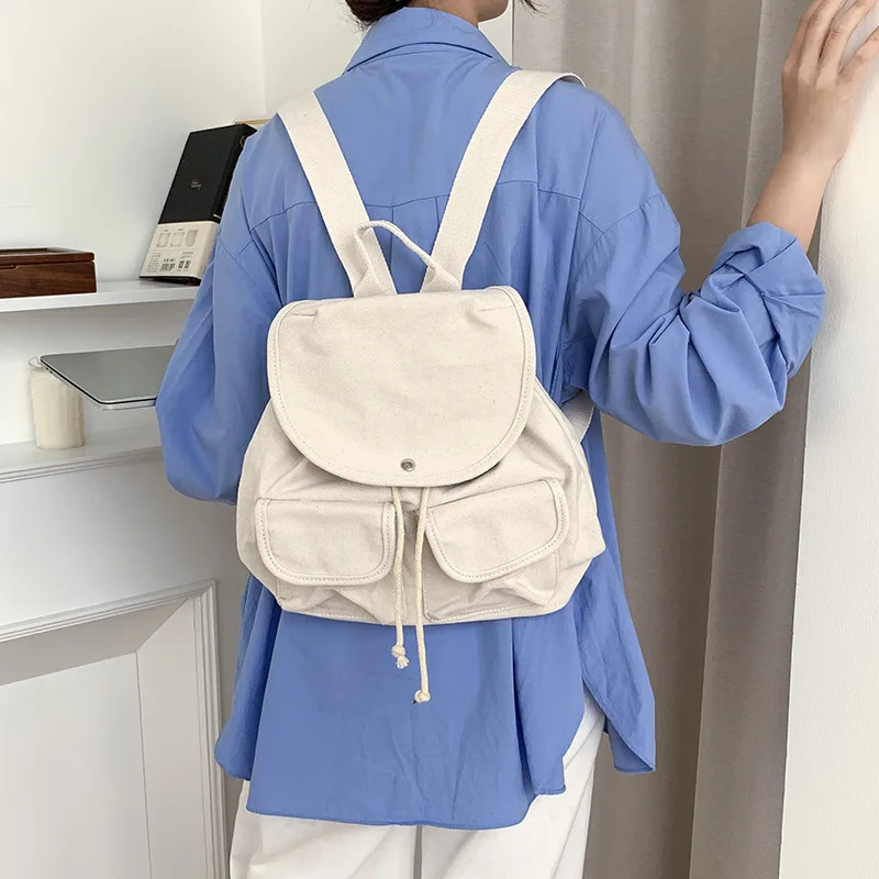 Casual Students Outdoors Trendy Y2k Rucksacks Japanese Vintage Solid Simple Schoolbags Korean Fashion All Match Preppy Backpacks