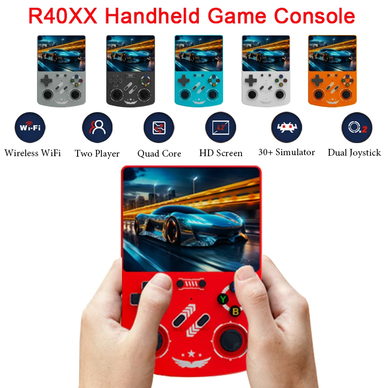 

R40XX Портативная игровая консоль Linux 4,2-дюймовый IPS-экран Домашняя портативная игровая консоль с двойным джойстиком Портативный карманный видеоплеер