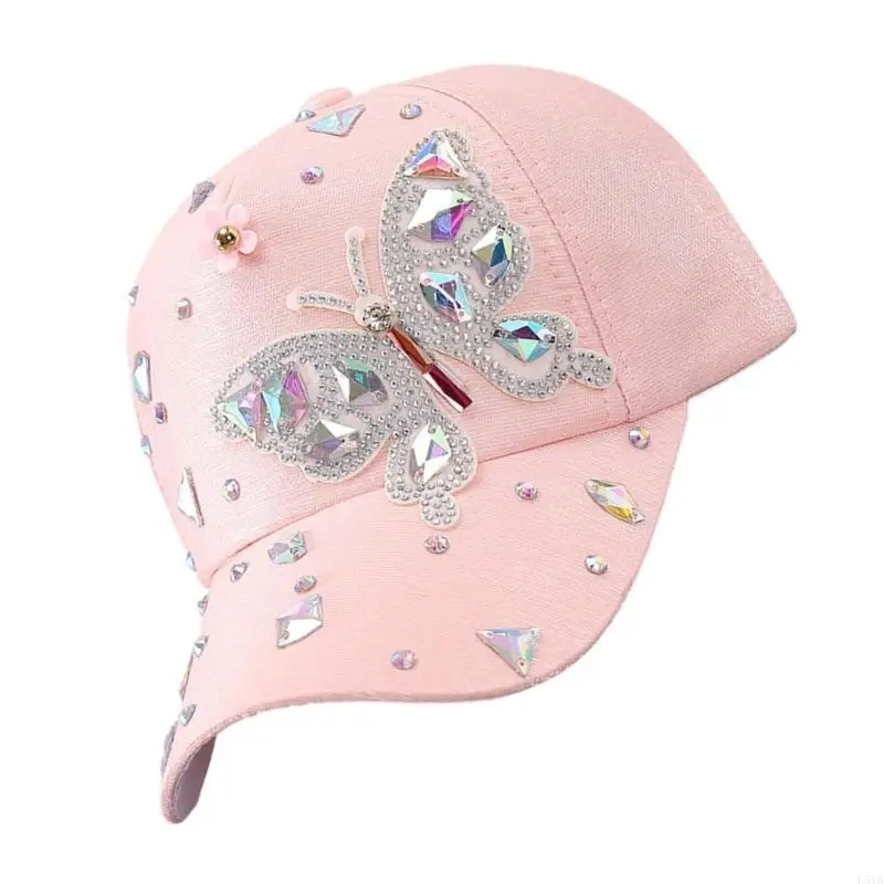 

L5YA Women Baseball Hat with Shimmering Rhinestones Sun Protective Hat Breathable Headwear for Various Occasion Outfit