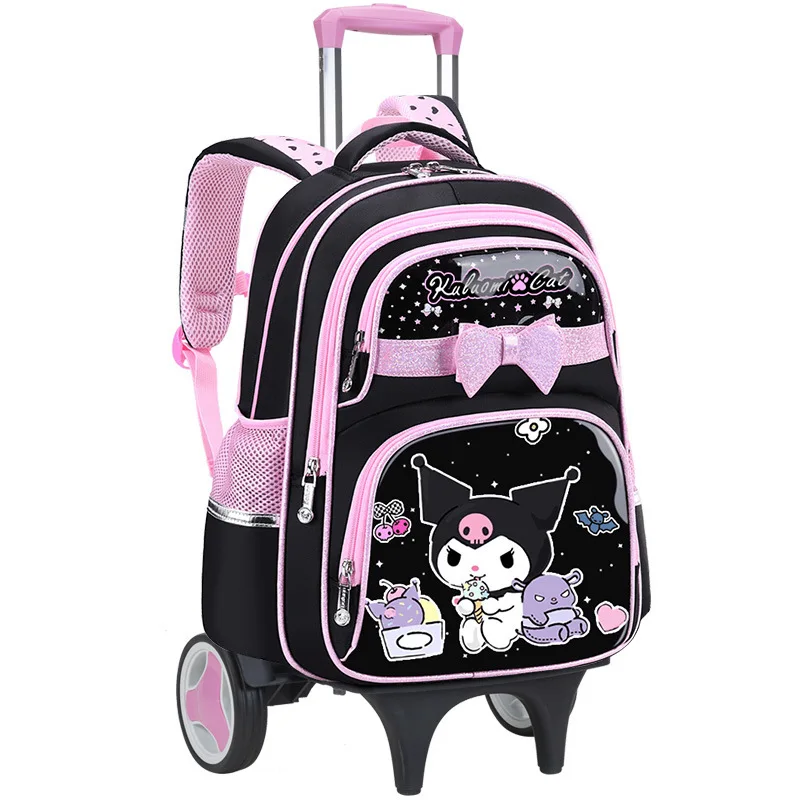 New Sanrios Children's Trolley Schoolbag Student Child Backpack Girl Kawaii Super Light Large Capacity Cartoon Anime Figure