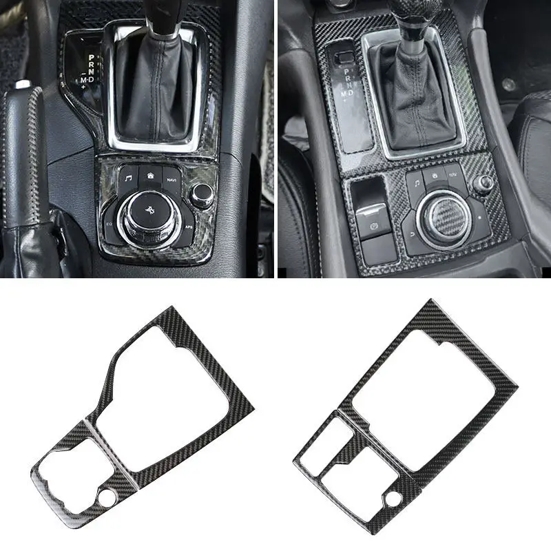 

2pcs For Mazda 3 Axela 2014-2019 Car Center Control Gear Shift Panel Frame Decor Carbon Fiber Cover Trim Interior Accessories