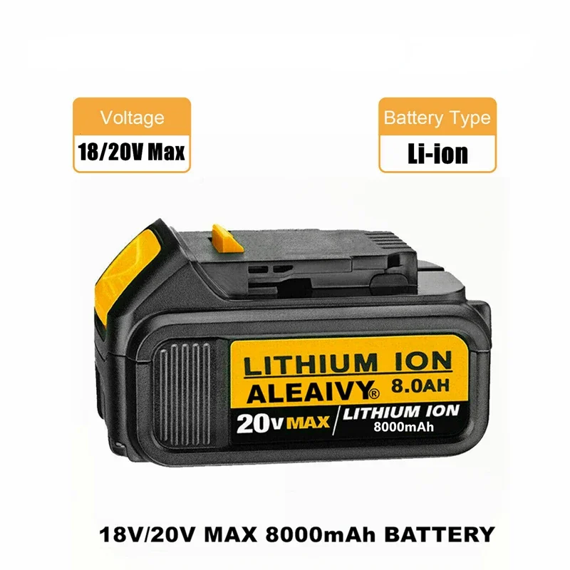 Baterai Li-ion Dapat Diganti DCB200 20V 8000mAh Kompatibel dengan Baterai Lithium Alat Daya for Dewalt 18 Volt MAX