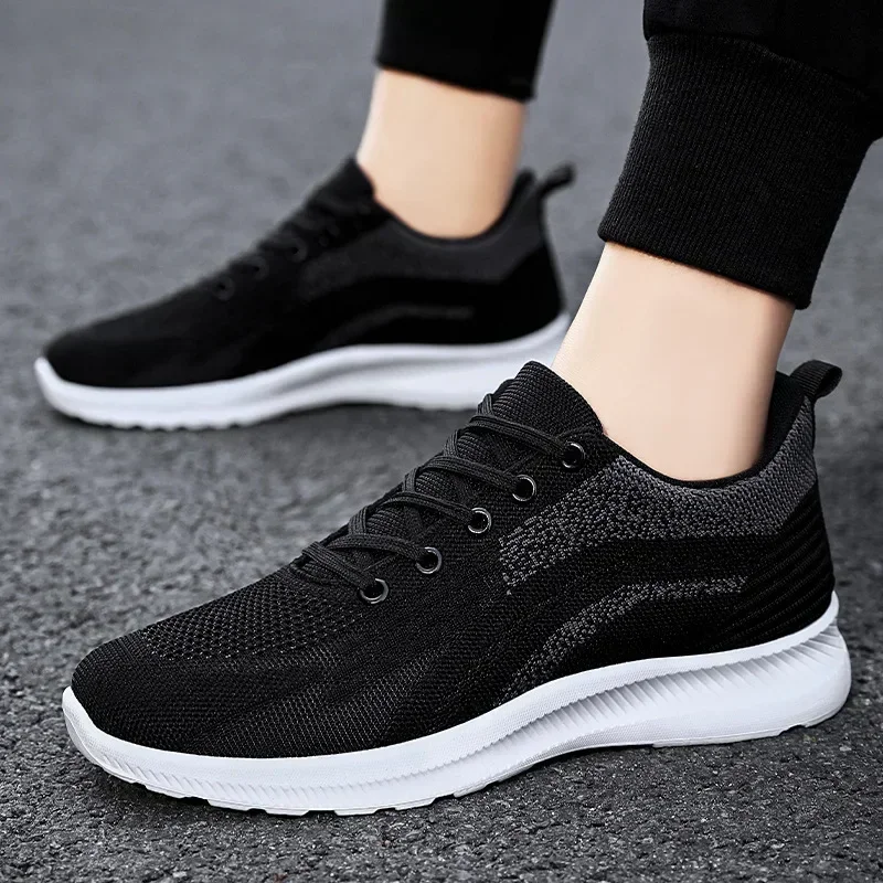 Spring Casual Men's Shoes Breathable Work Tennis Single Shoes Lace-Up Sports Wear Resistant Mesh Shoes