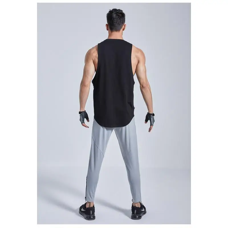 OMG Sports Vest Pure Cotton High Elastic Sleeveless Fitness Clothes Men's Summer Running Training Breathable Fitness Vest