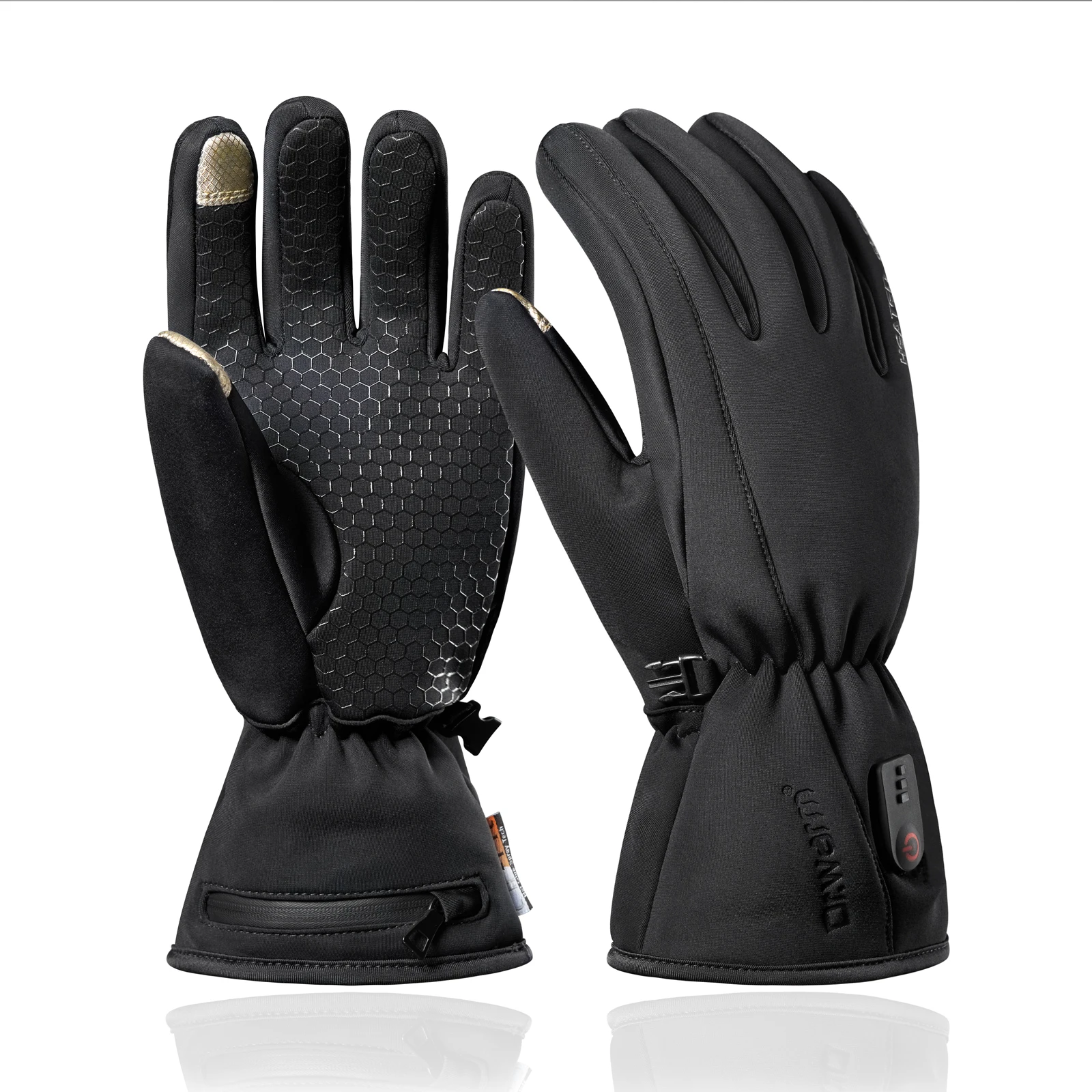 7.4V Heated Gloves, Electric Rechargeable 3 Heat Levels Waterproof Touchscreen Anti-Slip Winter Skiing Motorcycle Gloves