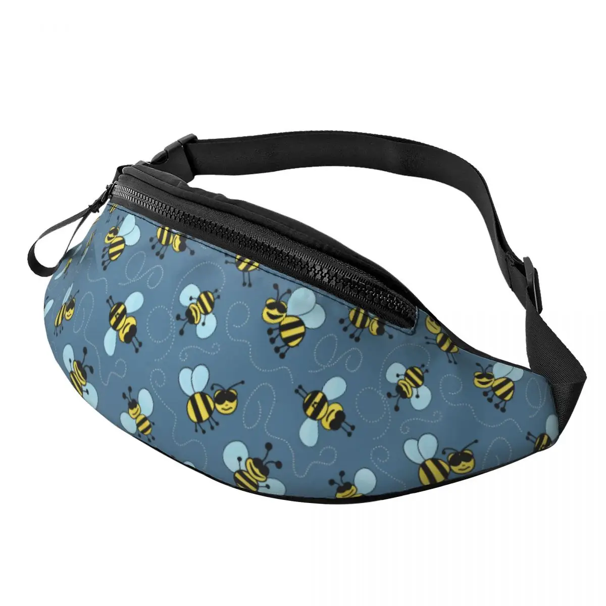 Custom Cartoon Bees Fanny Pack Women Men Crossbody Waist Bag for Running Phone Money Pouch