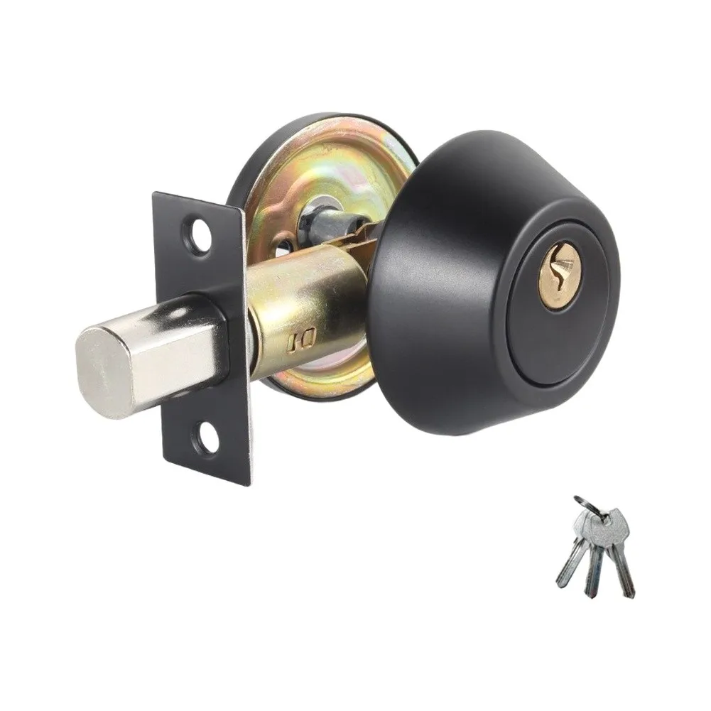 Bolt Lock Cylinder Matte Black with Keys for Home Security Doors Fits Thickness Range 35mm to 50mm Easy Install