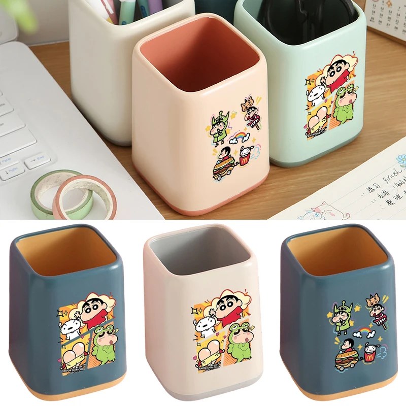 

Карандаш Шин-тян, держатели для ручек, студенческий настольный ящик для хранения ручек, мультяшная кисть для макияжа, канцелярские принадлежности, контейнер для карандашей, милый пластиковый чехол