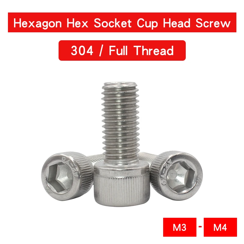 

Hexagon Hex Socket Cap Head Screw M3 M4 Stainless Steel Material Machine Screws Din 912 Grade Allen Bolt Full Thread