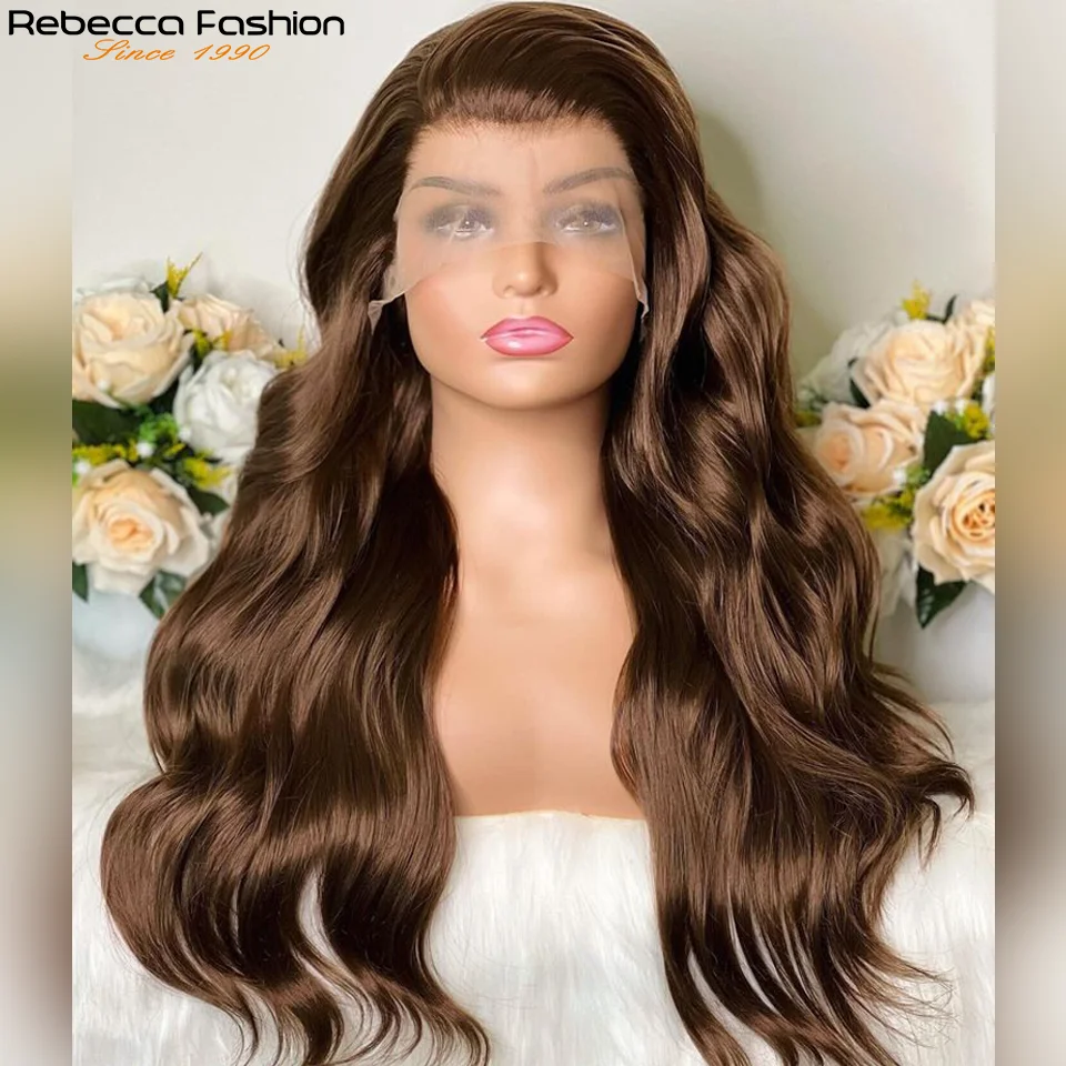 13x5 Chocolate Brown Body Wave Lace Front Wig HD Transparent Lace Frontal Wig Human Hair Preplucked Colored Human Hair Wigs 180%